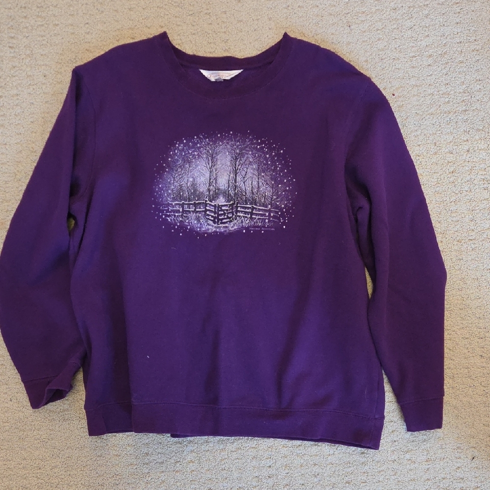 Vintage Northern Reflections Purple Sweatshirt with Winter Snow Scene
